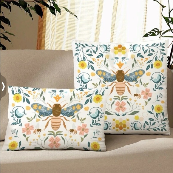 Pillow Cover Bee Garden Party Floral Multicolor Large Square 17.7 X 17.7 - Picture 14 of 16